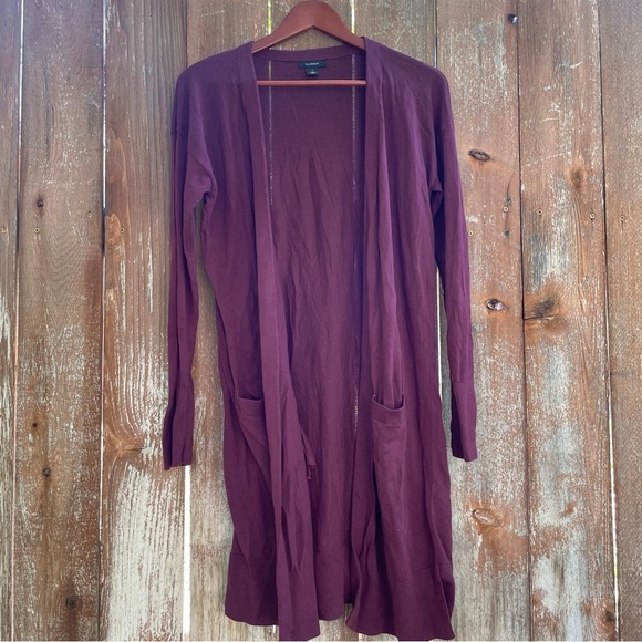 HALOGEN Women’s Burgundy Soft Open Front‎ Cardigan Viscose Cashmere Size Small - Picture 1 of 12